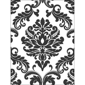 Ariel Damask Peel and Stick Black and White Wallpaper