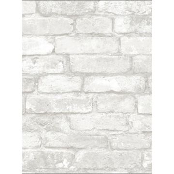 Brick Peel and Stick Grey and White Wallpaper