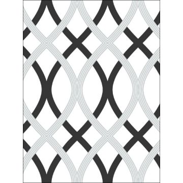 Lattice Peel and Stick Black Grey Silver Wallpaper