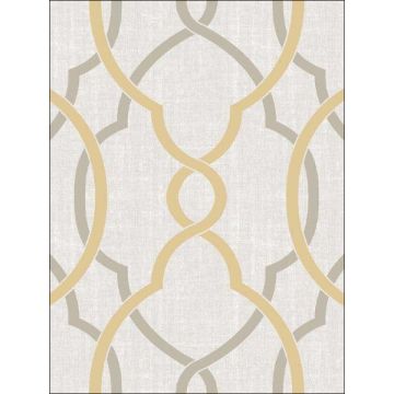 Sausalito Peel and Stick Taupe and Yellow Wallpaper