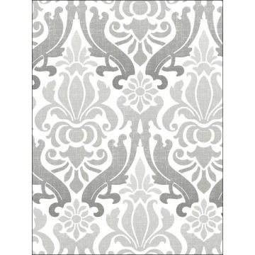 Nouveau Damask Peel and Stick Grey Wallpaper