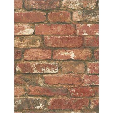 West End Brick Peel and Stick Red Wallpaper