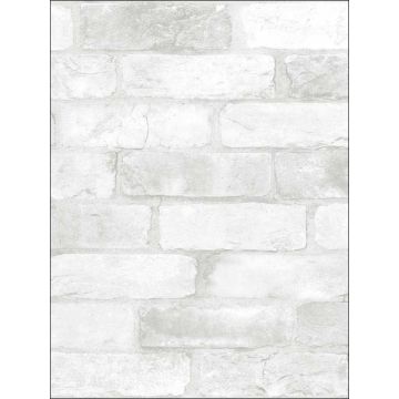 Loft Brick Peel and Stick White Wallpaper