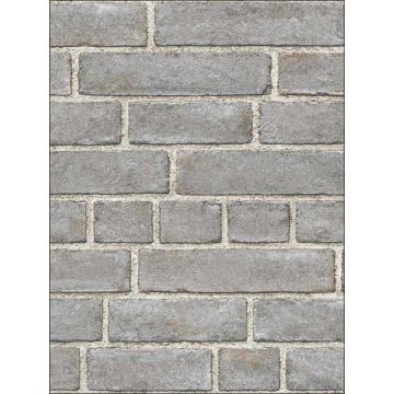 Brick Facade Peel and Stick Grey Wallpaper