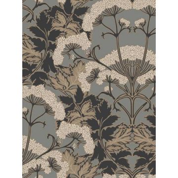 Yarrow Nouveau Charcoal and Gold Wallpaper