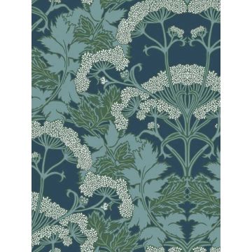 Yarrow Nouveau Blue and Green Wallpaper