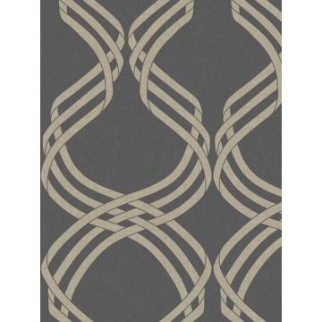 Dante Ribbon Charcoal Metallic Wallpaper