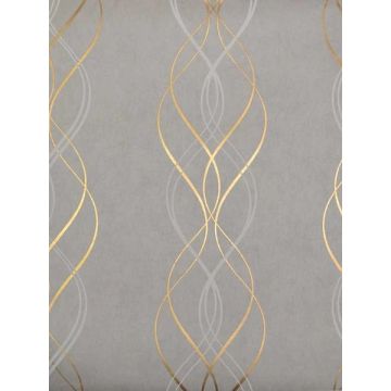 Aurora Grey and Gold Wallpaper