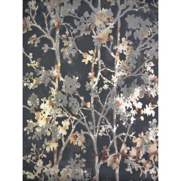 Shimmering Foliage Black Wallpaper
