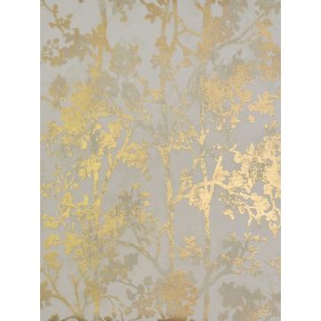 Shimmering Foliage Almond and Gold Wallpaper