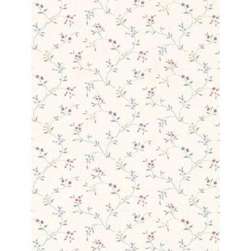 Small Floral Trail Cream Yellow Red Blue Green Wallpaper
