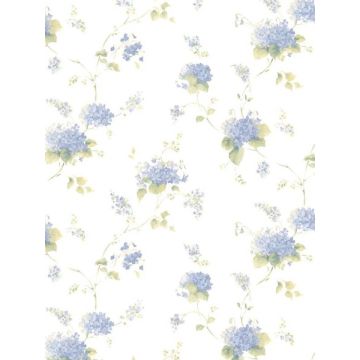 Hortensia Trail Navy Green Lt Yellow Wallpaper