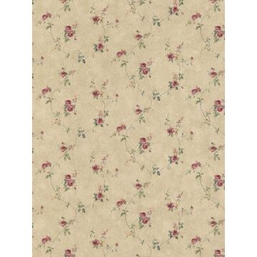 Lauras Trail Beige Burgundy Drk Beige Wallpaper