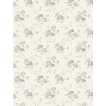Mini Hydrangea Trail Cream Blue Beige Wallpaper