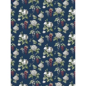 Mini Rose Navy Burgundy Green Wallpaper