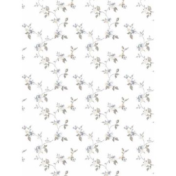 Mini Floral Trail Blue Beige Grey Wallpaper