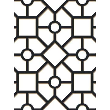 Hedgerow Trellis Peel and Stick Black and Gold Wallpaper