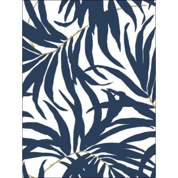 Bali Leaves Peel and Stick Blue Wallpaper