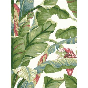 Banana Leaf Peel and Stick White and Green Wallpaper