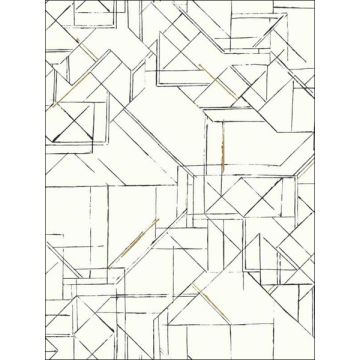 Prism Schematics Peel and Stick Black and Gold Wallpaper