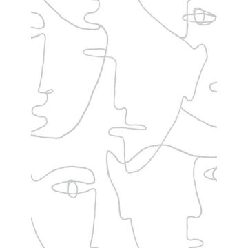 Pablo Portraits Peel and Stick Silver Metallic Wallpaper