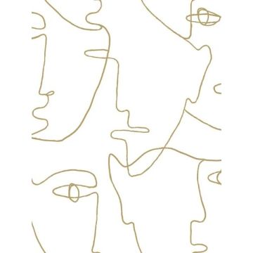 Pablo Portraits Peel and Stick Gold Metallic Wallpaper