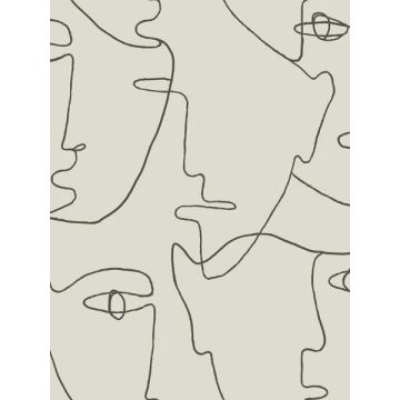 Pablo Portraits Peel and Stick Linen and Charcoal Wallpaper