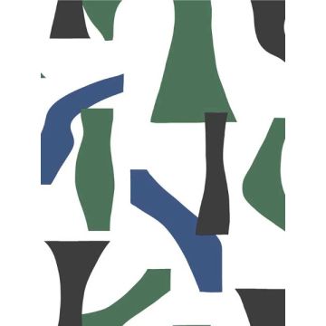 Modernist Peel and Stick Green and Blue Wallpaper