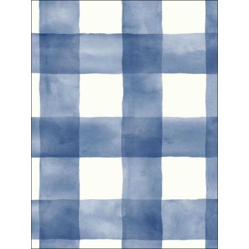 Checkmate Watercolor Plaid Peel and Stick Blue Wallpaper