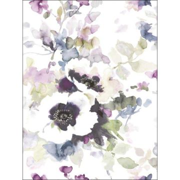 Garden Anemone Peel and Stick Lilac and Green Wallpaper