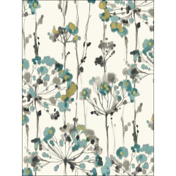 Flourish Peel and Stick Turquoise Wallpaper