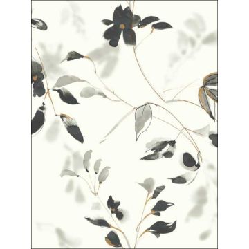 Linden Flower Peel and Stick Black Wallpaper