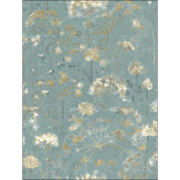 Botanical Fantasy Peel and Stick Blue and Beige Wallpaper