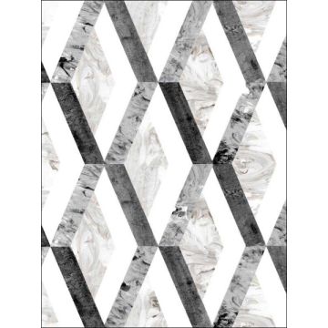 Statuary Diamond Inlay Peel and Stick Grey Wallpaper
