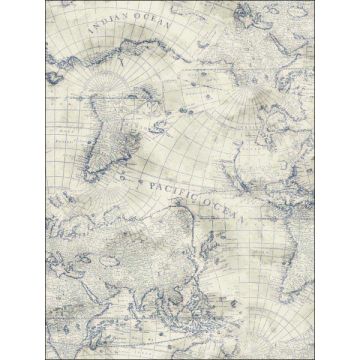 Coastal Map Peel and Stick Blue and Beige Wallpaper