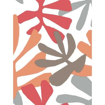 Kinetic Tropical Peel and Stick Coral and Beige Wallpaper