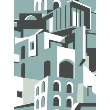 Arch Architectural Peel and Stick Blue Grey Wallpaper