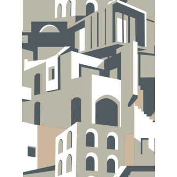 Architectural over Architectural Peel and Stick Beige and Grey Wallpaper