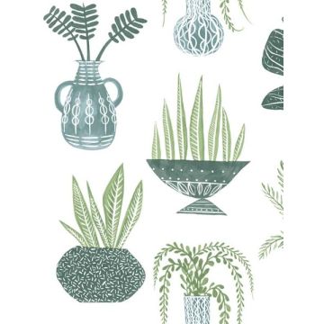 Plant Party Peel and Stick Green Wallpaper