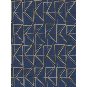 Love Triangles Peel and Stick Blue and Gold Metallic Wallpaper