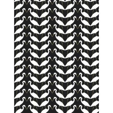 Elegant Birds Peel and Stick Black and Gold Metallic Wallpaper