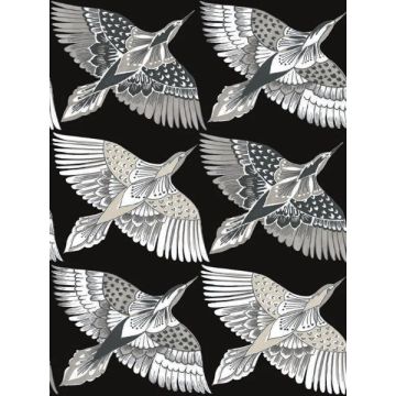 Feather Flight Peel and Stick Black Wallpaper