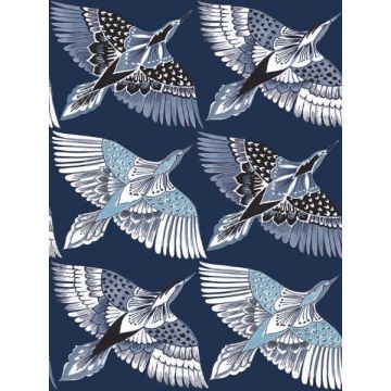 Feather Flight Peel and Stick Blue Wallpaper