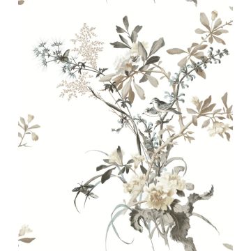 Wild Flowers Peel and Stick Neutral Wallpaper