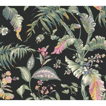 Fiji Garden Peel and Stick Black Wallpaper