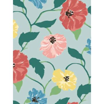 Jungle Garden Peel and Stick Sky Blue Wallpaper