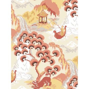 Old Peking Peel and Stick Pink Lemonade Wallpaper