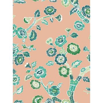 Temple Garden Peel and Stick Coral Wallpaper