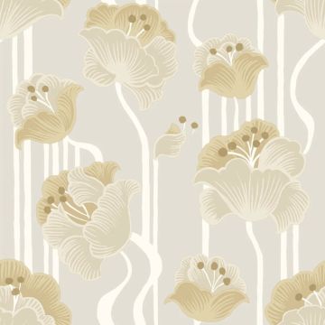 Shirley Deco Floral Peel and Stick Neutral Metallic Wallpaper