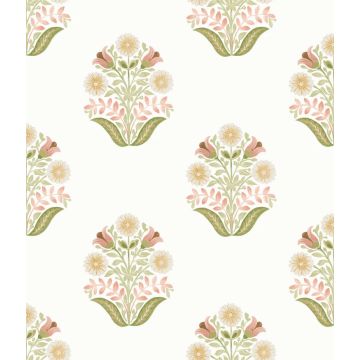 Sophie Floral Medallion Peel and Stick Pink Wallpaper